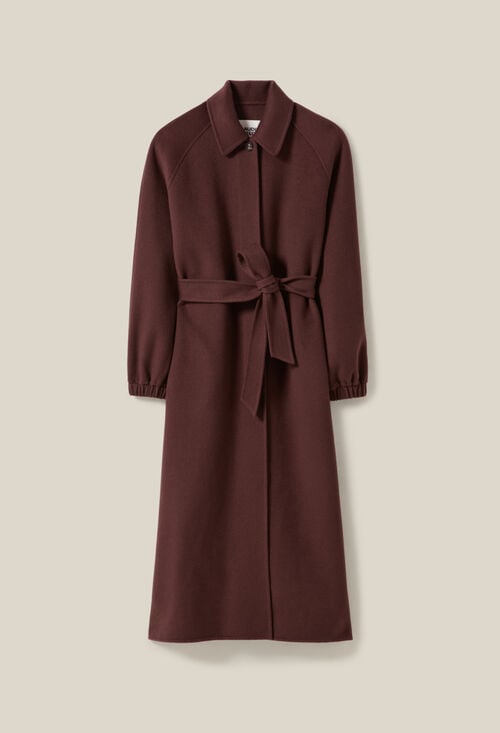 Claudie Manteau Long Ceinturé Marron Pour Femme