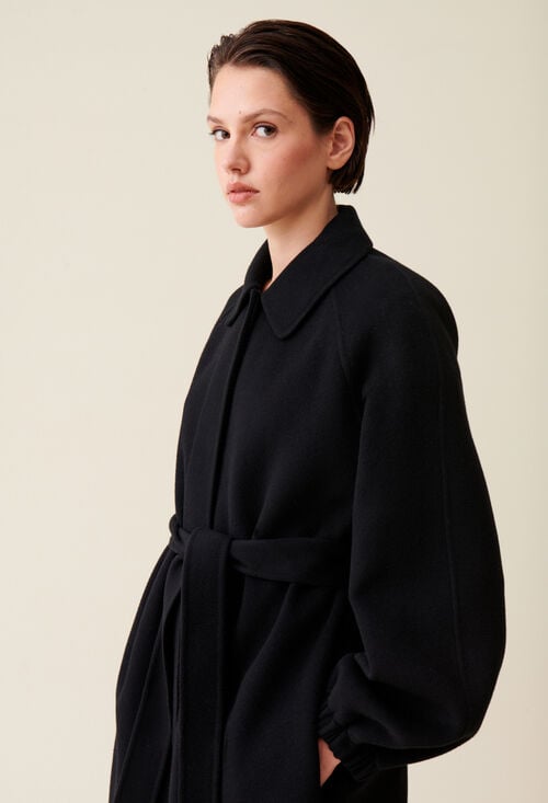 Claudie Manteau Long Ceinturé Marron Pour Femme