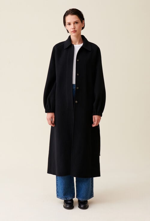 Claudie Manteau Long Ceinturé Marron Pour Femme