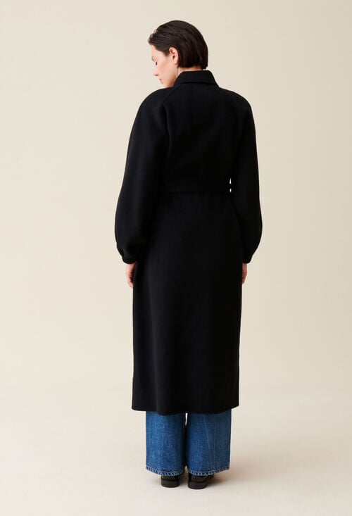 Claudie Manteau Long Ceinturé Marron Pour Femme