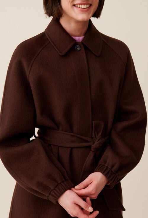 claudie Manteau long ceinturé marron pour femme