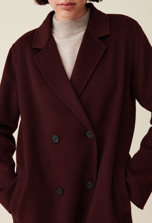 Claudie Manteau Long Droit Bordeaux Pour Femme