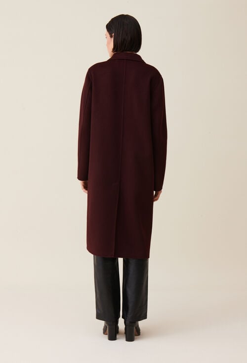 Claudie Manteau Long Droit Bordeaux Pour Femme