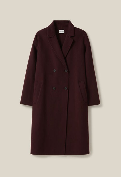 Claudie Manteau Long Droit Bordeaux Pour Femme