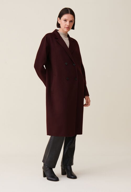 claudie Manteau long droit bordeaux pour femme