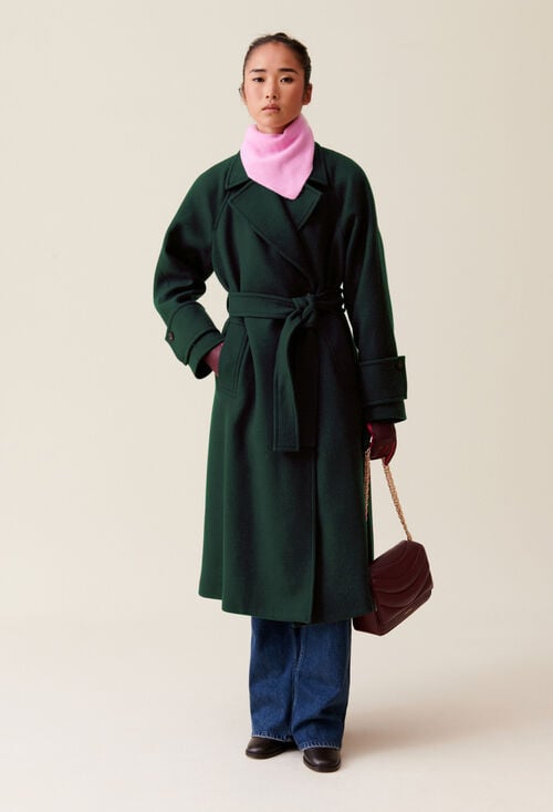 claudie Manteau long esprit trench vert pour femme
