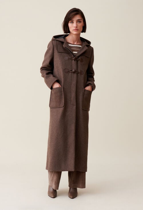 Claudie Manteau Long Marron à Capuche Pour Femme