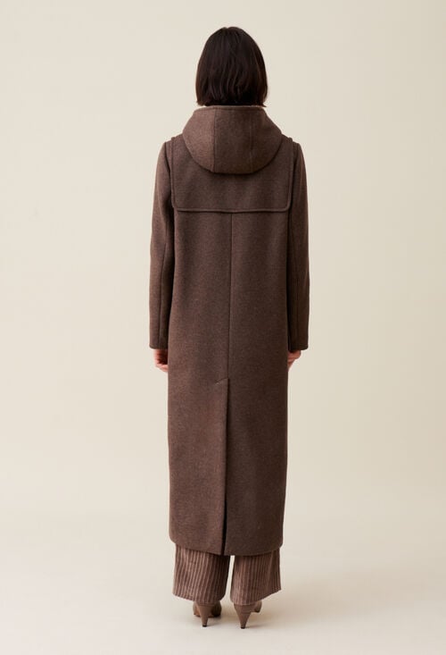 Claudie Manteau Long Marron à Capuche Pour Femme