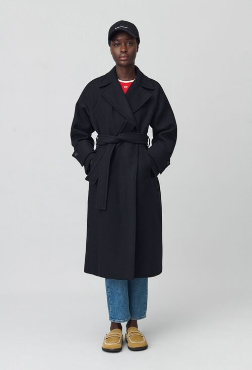 Claudie Manteau Mi-long Laine Mélangée Pour Femme