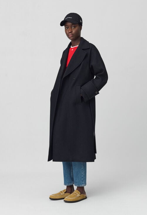 claudie Manteau mi-long laine mélangée pour femme