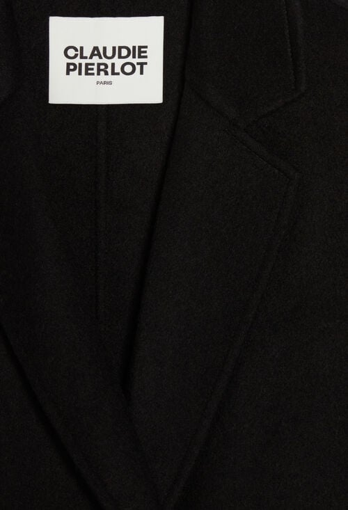 Claudie Manteau Noir Droit Mi-long Pour Femme