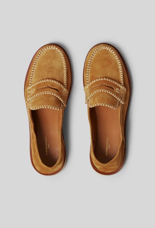 Claudie Mules Suède Monogramme Doré Pour Femme