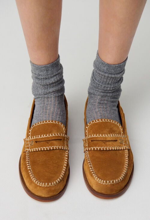 claudie Mules suède monogramme doré pour femme