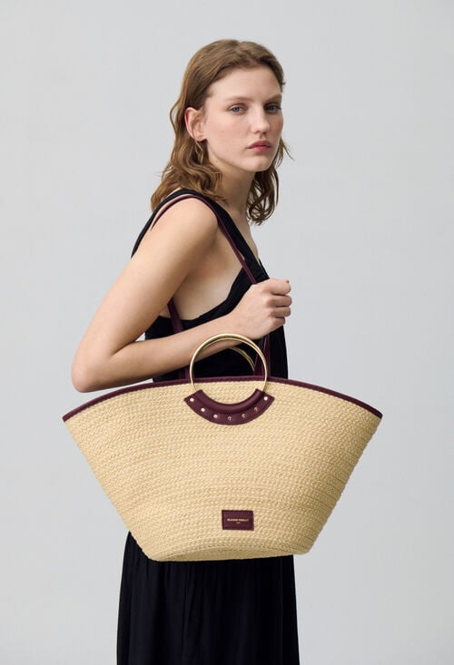 claudie Panier raphia tressé à anses pour femme