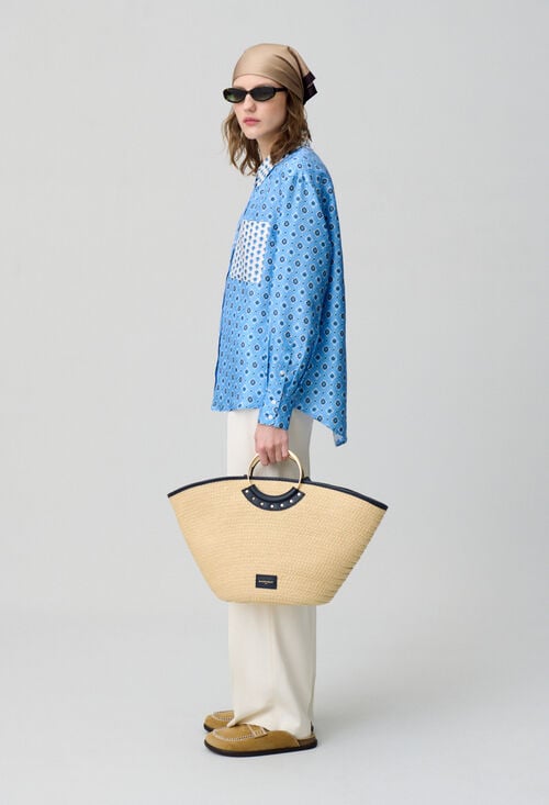 claudie Panier raphia tressé à anses pour femme