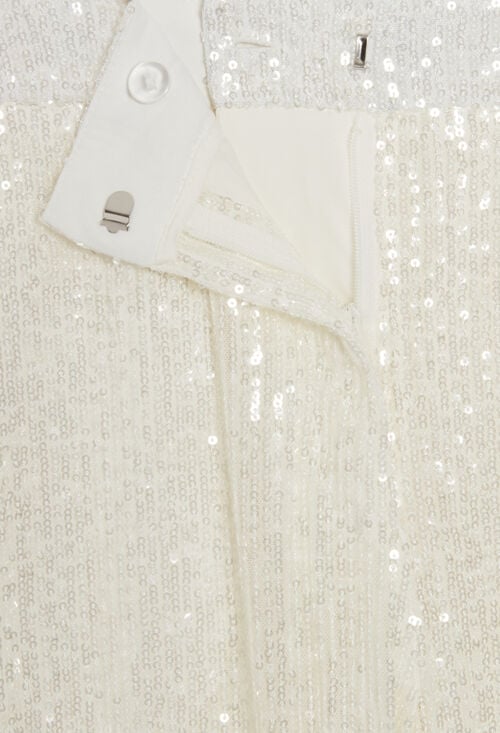 Claudie Pantalon à Sequins Blanc Pour Femme