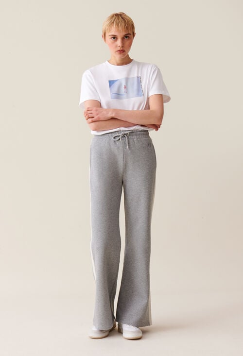 Claudie Pantalon Confort Contrasté Gris Pour Femme