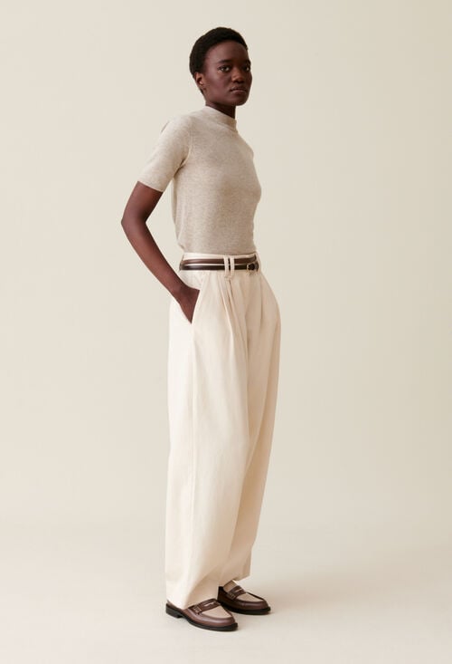 Claudie Pantalon Denim Large Plissé Pour Femme