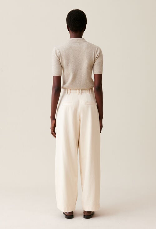 Claudie Pantalon Denim Large Plissé Pour Femme