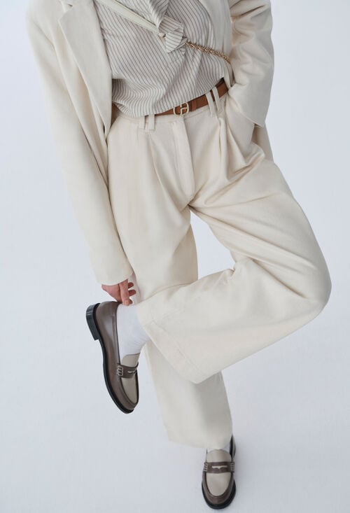 Claudie Pantalon Denim Large Plissé Pour Femme