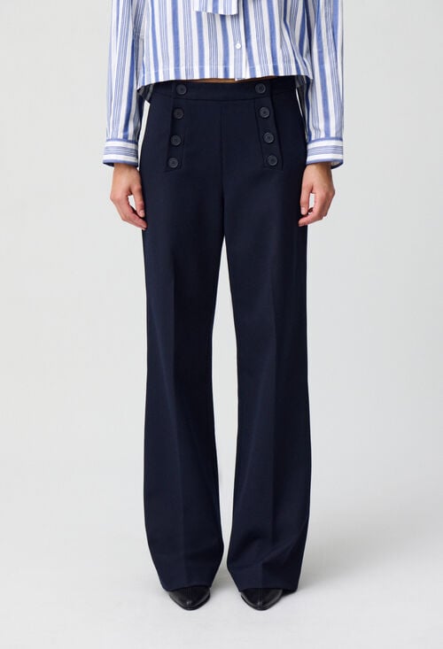 claudie Pantalon droit à pont pour femme