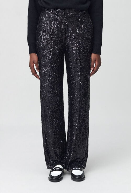 claudie Pantalon droit à sequins noir pour femme