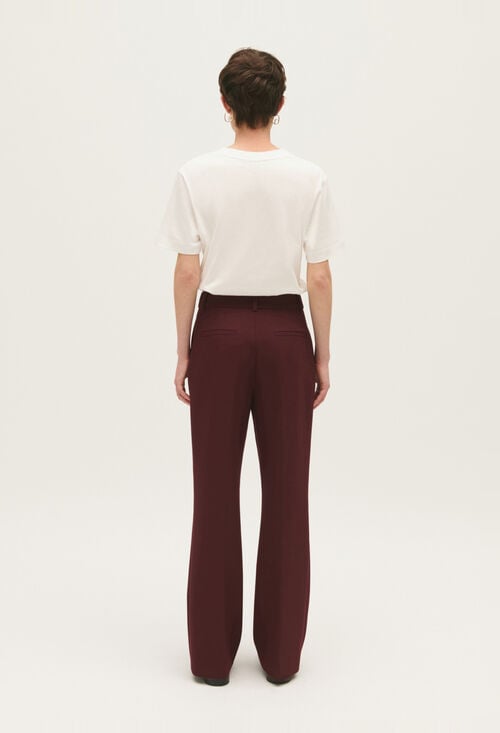 Claudie Pantalon Droit Bordeaux Pour Femme