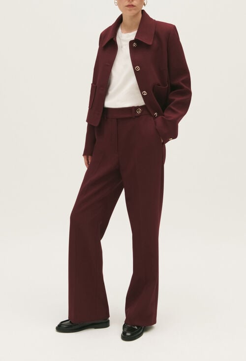 Claudie Pantalon Droit Bordeaux Pour Femme