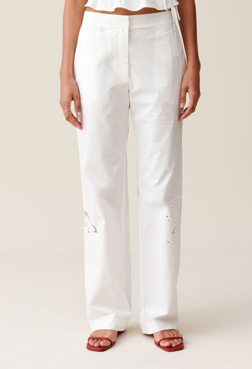 claudie Pantalon droit brodé pour femme