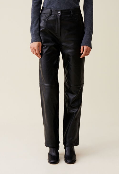 claudie Pantalon droit cuir pour femme