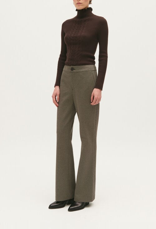 Claudie Pantalon Droit Imprimé Chocolat Pour Femme