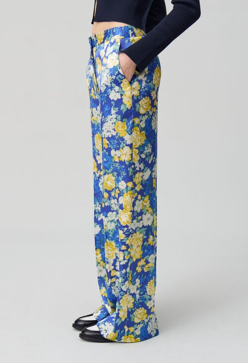 Claudie Pantalon Droit Large à Fleurs Pour Femme