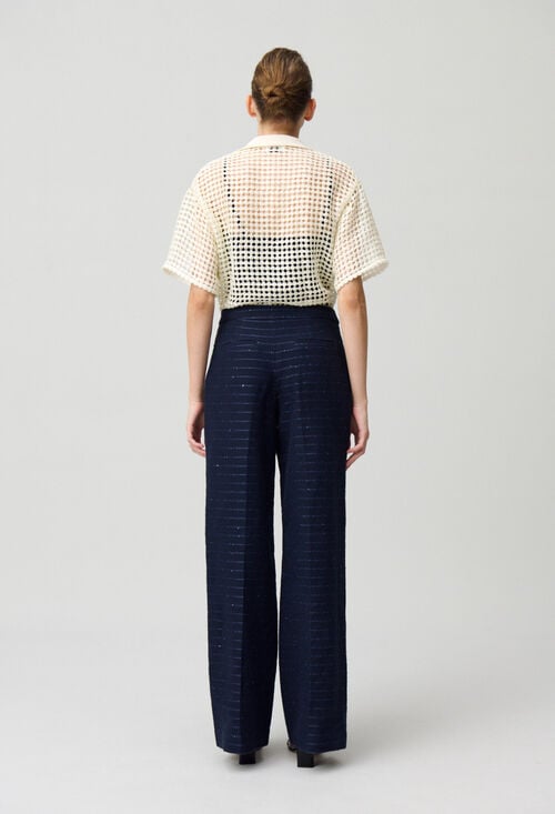 Claudie Pantalon Droit Rayé à Pont Pour Femme