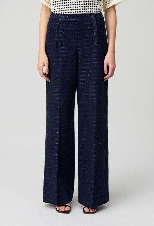 claudie Pantalon droit rayé à pont pour femme