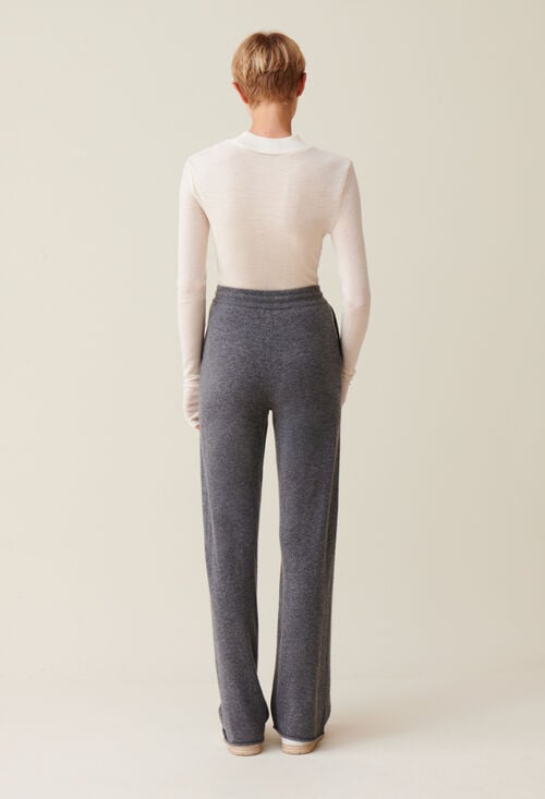 Claudie Pantalon Fluide Cachemire Gris Pour Femme