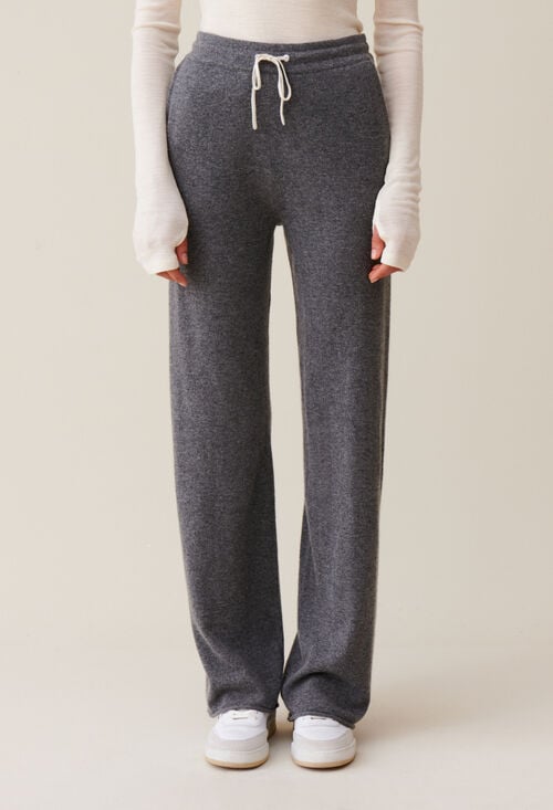 claudie Pantalon fluide cachemire gris pour femme