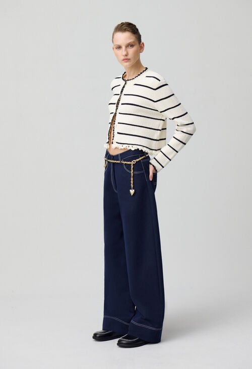 Claudie Pantalon Large à Ourlets Pour Femme