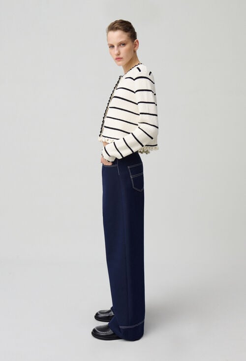 Claudie Pantalon Large à Ourlets Pour Femme
