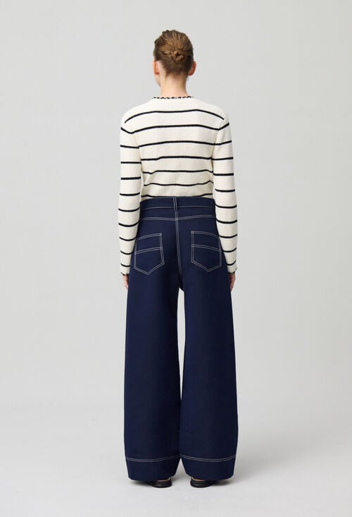 Claudie Pantalon Large à Ourlets Pour Femme