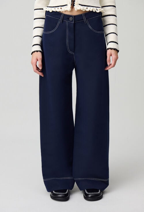 claudie Pantalon large à ourlets pour femme