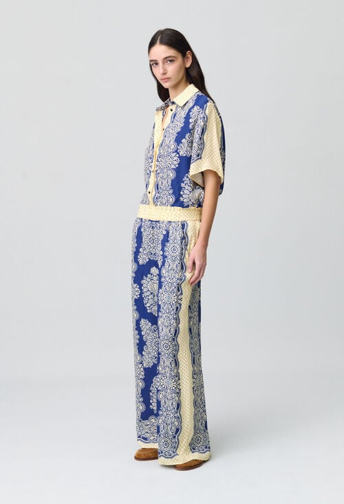 Claudie Pantalon Large Fluide Imprimé Pour Femme