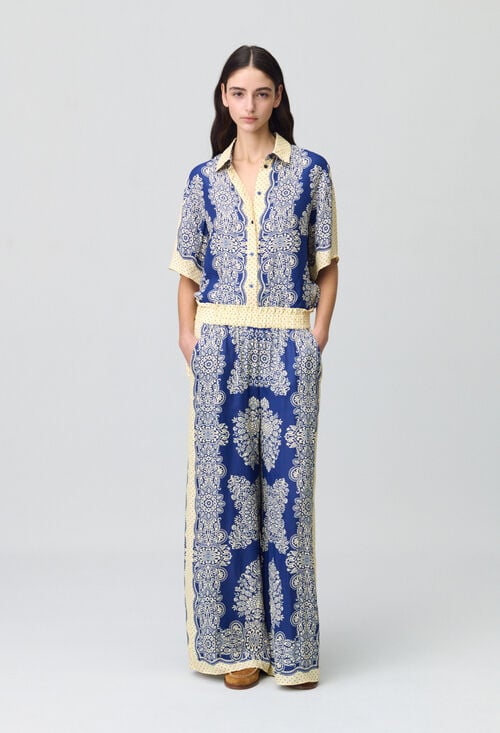 Claudie Pantalon Large Fluide Imprimé Pour Femme