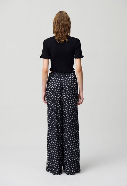 Claudie Pantalon Large Fluide Imprimé Pour Femme