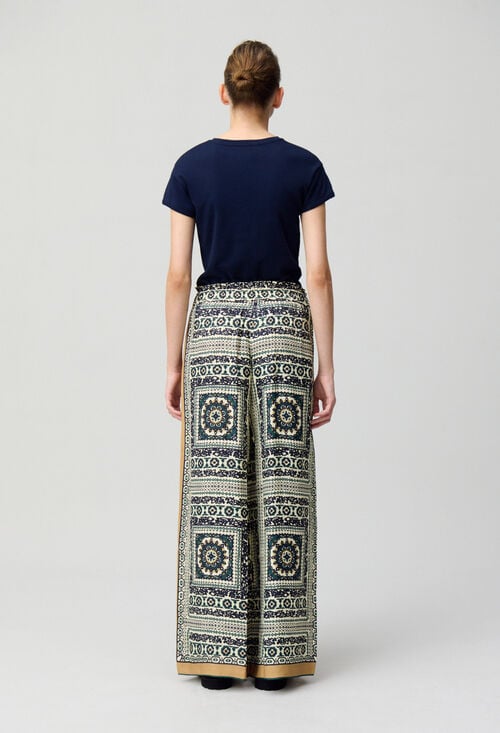 Claudie Pantalon Large Fluide Imprimé Pour Femme