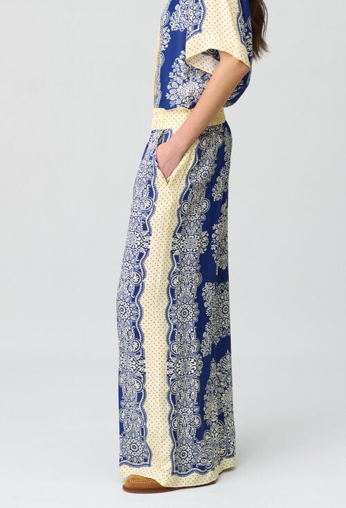 claudie Pantalon large fluide imprimé pour femme