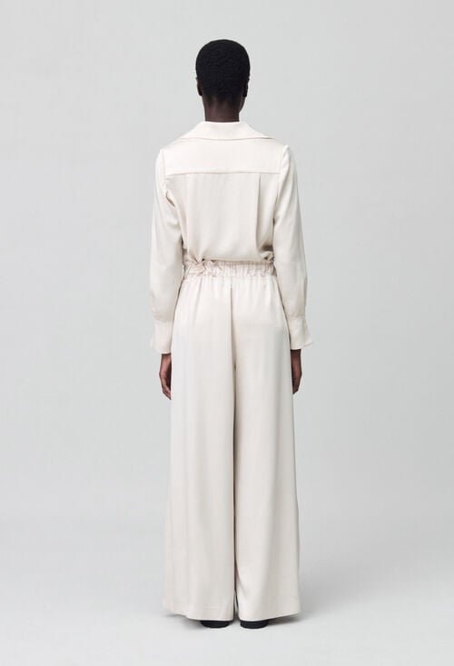 Claudie Pantalon Large Taille Smockée Pour Femme