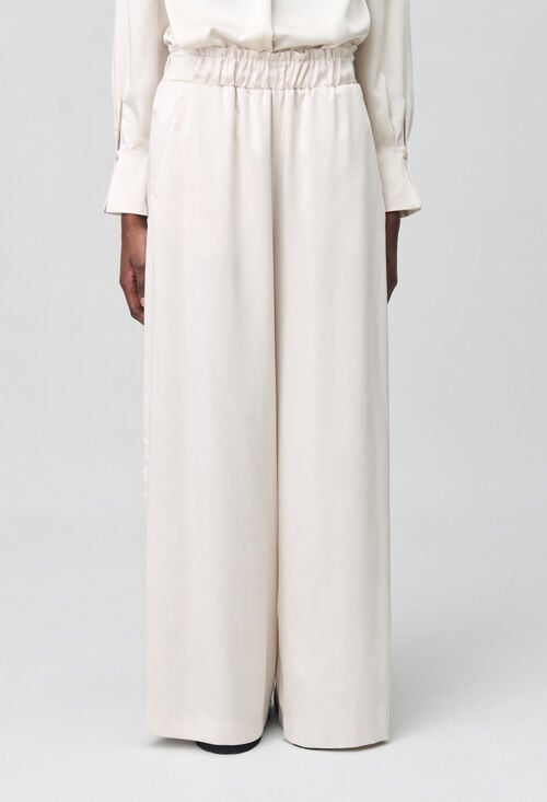 claudie Pantalon large taille smockée pour femme