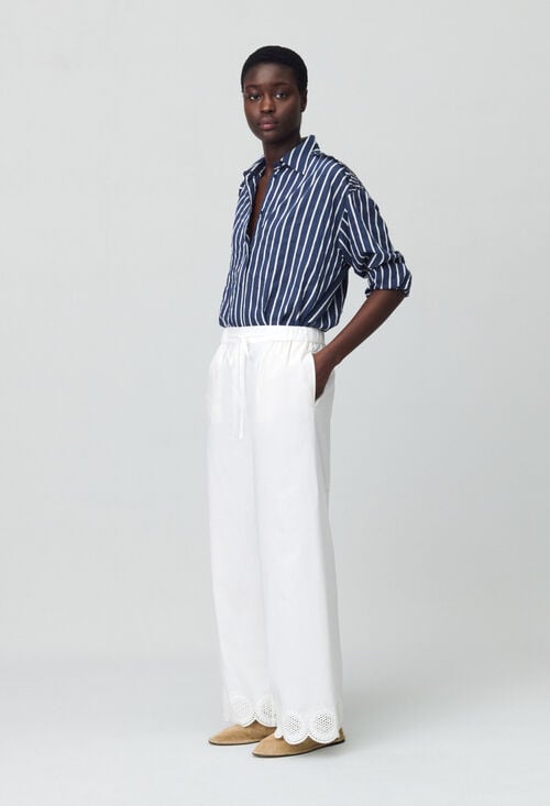 Claudie Pantalon Léger Large Brodé Pour Femme