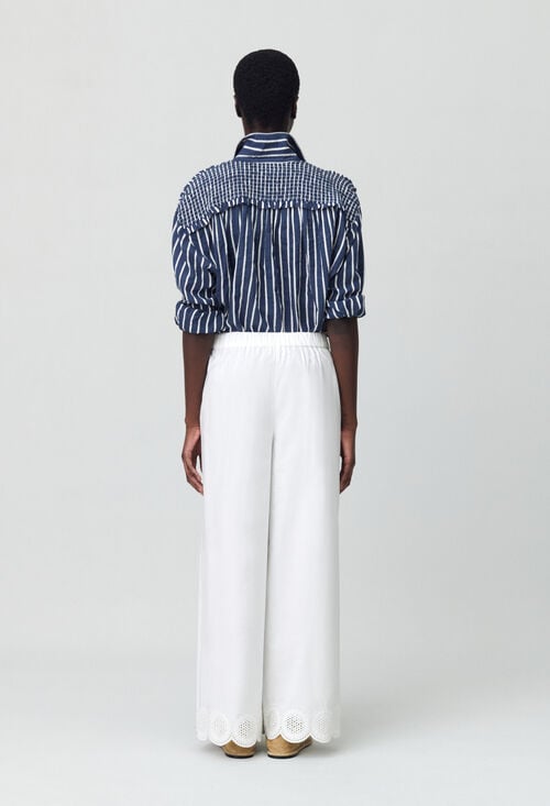 Claudie Pantalon Léger Large Brodé Pour Femme