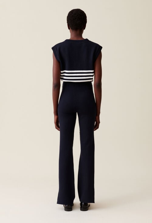 Claudie Pantalon Maille Marine Pour Femme